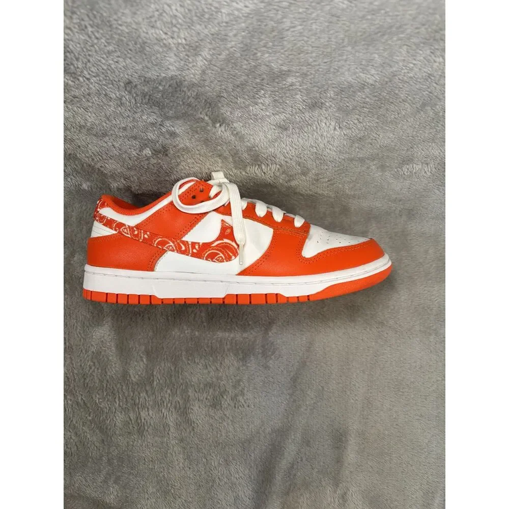 Nike Dunk Low Orange Paisley Color Block Sneakers Size 8W Retro Basketball 80s - Picture 7 of 11